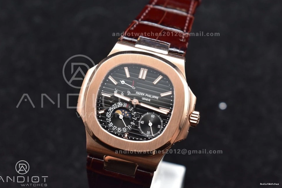Croco Gray GRF 912 Best Brown Nautilus on 5712 Premium RG Strap SS Edition A23J Dial 0921